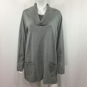 Jeanne Pierre Woman Gray Cowl Neck Sweater